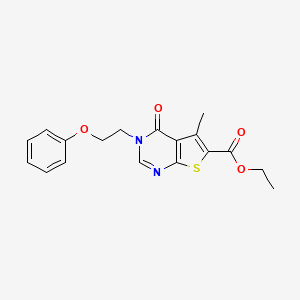 molecular formula C18H18N2O4S B3581880 ethyl 5-methyl-4-oxo-3-(2-phenoxyethyl)-3,4-dihydrothieno[2,3-d]pyrimidine-6-carboxylate 