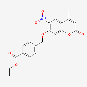 molecular formula C20H17NO7 B3582136 ethyl 4-{[(4-methyl-6-nitro-2-oxo-2H-chromen-7-yl)oxy]methyl}benzoate 
