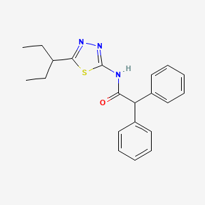 molecular formula C21H23N3OS B3582161 N-[5-(pentan-3-yl)-1,3,4-thiadiazol-2-yl]-2,2-diphenylacetamide 