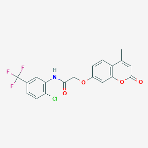 molecular formula C19H13ClF3NO4 B3582368 N-(2-chloro-5-(trifluoromethyl)phenyl)-2-((4-methyl-2-oxo-2H-chromen-7-yl)oxy)acetamide 