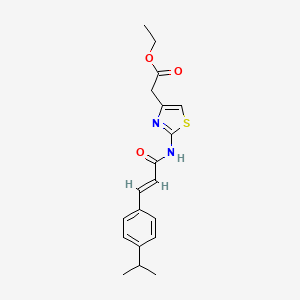 molecular formula C19H22N2O3S B3582802 Ethyl (2-((3-(4-isopropylphenyl)acryloyl)amino)-1,3-thiazol-4-YL)acetate 
