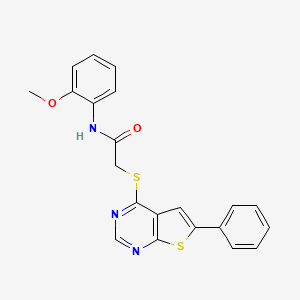 molecular formula C21H17N3O2S2 B3583171 N-(2-methoxyphenyl)-2-(6-phenylthieno[2,3-d]pyrimidin-4-yl)sulfanylacetamide 