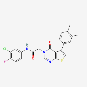molecular formula C22H17ClFN3O2S B3583174 N-(3-chloro-4-fluorophenyl)-2-[5-(3,4-dimethylphenyl)-4-oxothieno[2,3-d]pyrimidin-3(4H)-yl]acetamide 