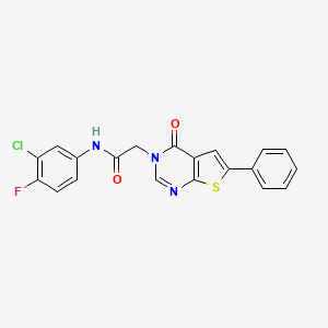 molecular formula C20H13ClFN3O2S B3583183 N-(3-chloro-4-fluorophenyl)-2-(4-oxo-6-phenylthieno[2,3-d]pyrimidin-3-yl)acetamide 