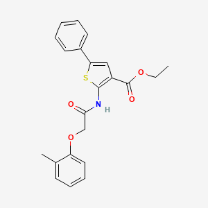 molecular formula C22H21NO4S B3583243 Ethyl 2-[[2-(2-methylphenoxy)acetyl]amino]-5-phenylthiophene-3-carboxylate 