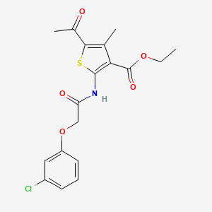 molecular formula C18H18ClNO5S B3583254 ETHYL 5-ACETYL-2-[2-(3-CHLOROPHENOXY)ACETAMIDO]-4-METHYLTHIOPHENE-3-CARBOXYLATE 