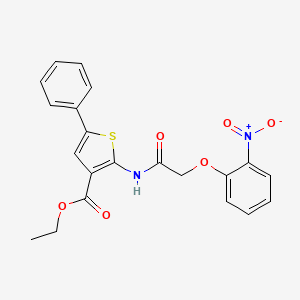 molecular formula C21H18N2O6S B3583295 ETHYL 2-[2-(2-NITROPHENOXY)ACETAMIDO]-5-PHENYLTHIOPHENE-3-CARBOXYLATE 