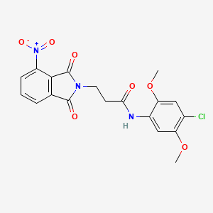 molecular formula C19H16ClN3O7 B3583574 N-(4-chloro-2,5-dimethoxyphenyl)-3-(4-nitro-1,3-dioxo-1,3-dihydro-2H-isoindol-2-yl)propanamide 