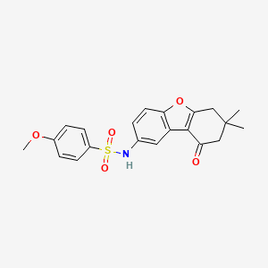 molecular formula C21H21NO5S B3583891 N-(7,7-dimethyl-9-oxo-6,8-dihydrodibenzofuran-2-yl)-4-methoxybenzenesulfonamide 