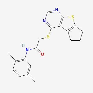 molecular formula C19H19N3OS2 B3583921 2-(6,7-dihydro-5H-cyclopenta[4,5]thieno[2,3-d]pyrimidin-4-ylthio)-N-(2,5-dimethylphenyl)acetamide 
