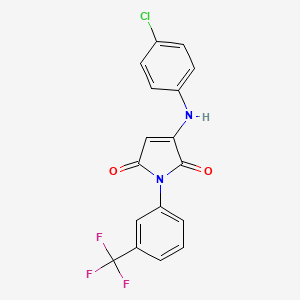 molecular formula C17H10ClF3N2O2 B3584151 3-[(4-CHLOROPHENYL)AMINO]-1-[3-(TRIFLUOROMETHYL)PHENYL]-2,5-DIHYDRO-1H-PYRROLE-2,5-DIONE 