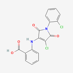 molecular formula C17H10Cl2N2O4 B3584237 2-((4-chloro-1-(2-chlorophenyl)-2,5-dioxo-2,5-dihydro-1H-pyrrol-3-yl)amino)benzoic acid 
