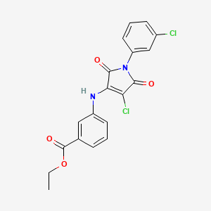 molecular formula C19H14Cl2N2O4 B3584296 Ethyl 3-[[4-chloro-1-(3-chlorophenyl)-2,5-dioxopyrrol-3-yl]amino]benzoate 
