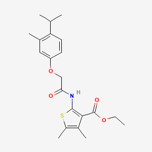 molecular formula C21H27NO4S B3584421 ethyl 2-{[(4-isopropyl-3-methylphenoxy)acetyl]amino}-4,5-dimethyl-3-thiophenecarboxylate 