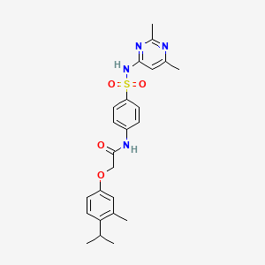 molecular formula C24H28N4O4S B3584438 N-{4-[(2,6-dimethylpyrimidin-4-yl)sulfamoyl]phenyl}-2-[3-methyl-4-(propan-2-yl)phenoxy]acetamide 