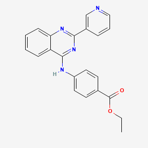 molecular formula C22H18N4O2 B3584645 ethyl 4-((2-(pyridin-3-yl)quinazolin-4-yl)amino)benzoate 