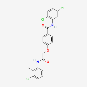 molecular formula C22H17Cl3N2O3 B3586691 4-[2-(3-chloro-2-methylanilino)-2-oxoethoxy]-N-(2,5-dichlorophenyl)benzamide 