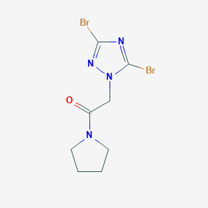 molecular formula C8H10Br2N4O B358878 2-(3,5-dibromo-1H-1,2,4-triazol-1-yl)-1-(pyrrolidin-1-yl)ethanone CAS No. 917219-29-5