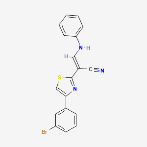 molecular formula C18H12BrN3S B3590218 (E)-3-anilino-2-[4-(3-bromophenyl)-1,3-thiazol-2-yl]prop-2-enenitrile 