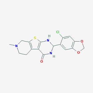 molecular formula C17H16ClN3O3S B359143 5-(6-chloro-1,3-benzodioxol-5-yl)-11-methyl-8-thia-4,6,11-triazatricyclo[7.4.0.02,7]trideca-1(9),2(7)-dien-3-one CAS No. 352666-62-7