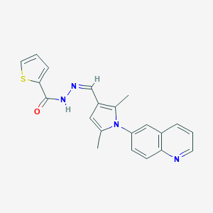 molecular formula C21H18N4OS B359248 N'-{[2,5-dimethyl-1-(6-quinolinyl)-1H-pyrrol-3-yl]methylene}-2-thiophenecarbohydrazide 