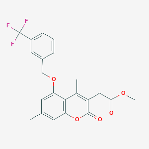 molecular formula C22H19F3O5 B3593725 METHYL 2-(4,7-DIMETHYL-2-OXO-5-{[3-(TRIFLUOROMETHYL)BENZYL]OXY}-2H-CHROMEN-3-YL)ACETATE 