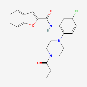 molecular formula C22H22ClN3O3 B3594273 N-[5-chloro-2-(4-propanoylpiperazin-1-yl)phenyl]-1-benzofuran-2-carboxamide 