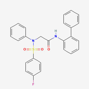 molecular formula C26H21FN2O3S B3594347 N~1~-2-biphenylyl-N~2~-[(4-fluorophenyl)sulfonyl]-N~2~-phenylglycinamide 