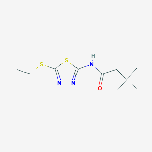 molecular formula C10H17N3OS2 B3594736 N-[5-(ethylsulfanyl)-1,3,4-thiadiazol-2-yl]-3,3-dimethylbutanamide 