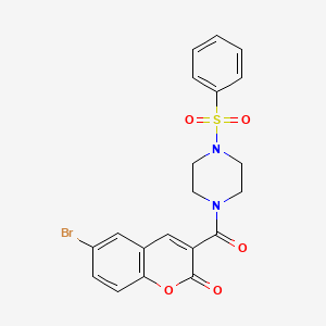 molecular formula C20H17BrN2O5S B3595085 6-BROMO-3-{[4-(PHENYLSULFONYL)PIPERAZINO]CARBONYL}-2H-CHROMEN-2-ONE 