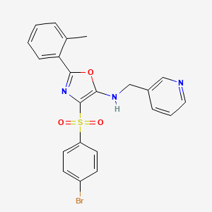 molecular formula C22H18BrN3O3S B3595152 4-[(4-bromophenyl)sulfonyl]-2-(2-methylphenyl)-N-(3-pyridinylmethyl)-1,3-oxazol-5-amine 