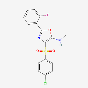 molecular formula C16H12ClFN2O3S B3595207 4-[(4-chlorophenyl)sulfonyl]-2-(2-fluorophenyl)-N-methyl-1,3-oxazol-5-amine 