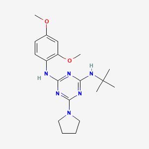 molecular formula C19H28N6O2 B3595239 N-(tert-butyl)-N'-(2,4-dimethoxyphenyl)-6-(1-pyrrolidinyl)-1,3,5-triazine-2,4-diamine 