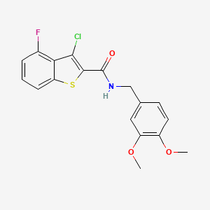 molecular formula C18H15ClFNO3S B3595559 3-chloro-N-[(3,4-dimethoxyphenyl)methyl]-4-fluoro-1-benzothiophene-2-carboxamide 