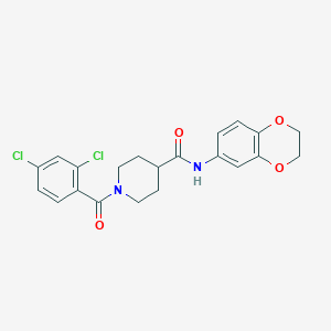 molecular formula C21H20Cl2N2O4 B3595585 1-(2,4-dichlorobenzoyl)-N-(2,3-dihydro-1,4-benzodioxin-6-yl)-4-piperidinecarboxamide 