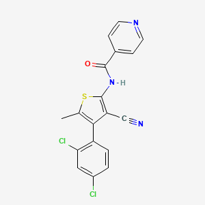 molecular formula C18H11Cl2N3OS B3596190 N-[3-cyano-4-(2,4-dichlorophenyl)-5-methyl-2-thienyl]isonicotinamide 