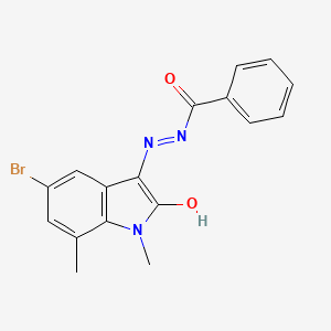molecular formula C17H14BrN3O2 B3596400 N'-[(3Z)-5-BROMO-1,7-DIMETHYL-2-OXO-2,3-DIHYDRO-1H-INDOL-3-YLIDENE]BENZOHYDRAZIDE 