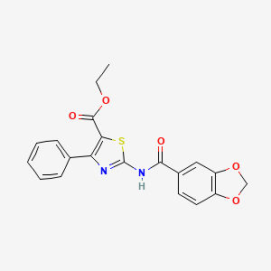 molecular formula C20H16N2O5S B3596659 ethyl 2-[(1,3-benzodioxol-5-ylcarbonyl)amino]-4-phenyl-1,3-thiazole-5-carboxylate 
