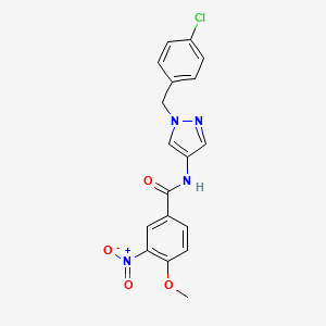 molecular formula C18H15ClN4O4 B3597841 N-{1-[(4-CHLOROPHENYL)METHYL]-1H-PYRAZOL-4-YL}-4-METHOXY-3-NITROBENZAMIDE 