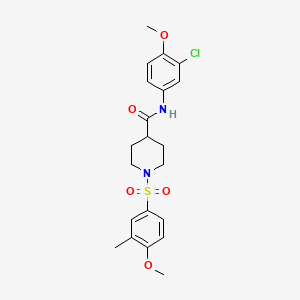 molecular formula C21H25ClN2O5S B3599107 N-(3-chloro-4-methoxyphenyl)-1-[(4-methoxy-3-methylphenyl)sulfonyl]-4-piperidinecarboxamide 
