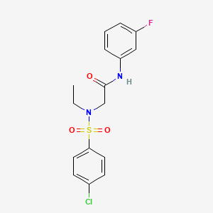molecular formula C16H16ClFN2O3S B3599723 N~2~-[(4-chlorophenyl)sulfonyl]-N~2~-ethyl-N-(3-fluorophenyl)glycinamide 