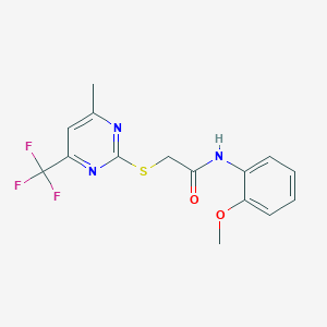 molecular formula C15H14F3N3O2S B3599728 N-(2-methoxyphenyl)-2-{[4-methyl-6-(trifluoromethyl)-2-pyrimidinyl]thio}acetamide 