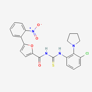 molecular formula C22H19ClN4O4S B3599888 N-({[3-chloro-2-(1-pyrrolidinyl)phenyl]amino}carbonothioyl)-5-(2-nitrophenyl)-2-furamide 
