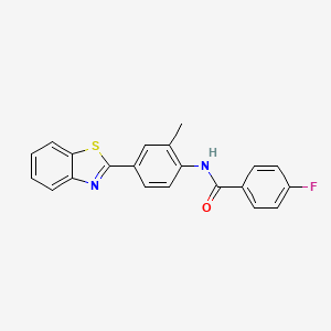molecular formula C21H15FN2OS B3600046 N-[4-(1,3-benzothiazol-2-yl)-2-methylphenyl]-4-fluorobenzamide 