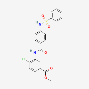 molecular formula C21H17ClN2O5S B3600455 methyl 4-chloro-3-({4-[(phenylsulfonyl)amino]benzoyl}amino)benzoate 