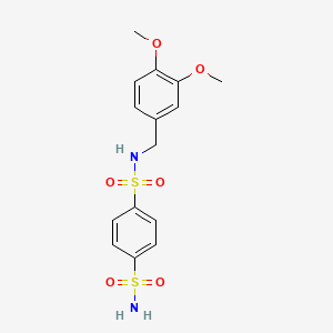 molecular formula C15H18N2O6S2 B3600963 4-N-[(3,4-dimethoxyphenyl)methyl]benzene-1,4-disulfonamide 