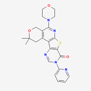 molecular formula C23H23N5O3S B3600968 4,4-dimethyl-8-morpholin-4-yl-14-pyridin-2-yl-5-oxa-11-thia-9,14,16-triazatetracyclo[8.7.0.02,7.012,17]heptadeca-1(10),2(7),8,12(17),15-pentaen-13-one 