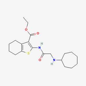 molecular formula C20H30N2O3S B3601022 Ethyl 2-[[2-(cycloheptylamino)acetyl]amino]-4,5,6,7-tetrahydro-1-benzothiophene-3-carboxylate 