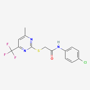 molecular formula C14H11ClF3N3OS B3601129 N-(4-chlorophenyl)-2-[4-methyl-6-(trifluoromethyl)pyrimidin-2-yl]sulfanylacetamide 