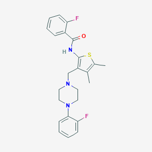 2-fluoro-N-(3-((4-(2-fluorophenyl)piperazin-1-yl)methyl)-4,5-dimethylthiophen-2-yl)benzamide
